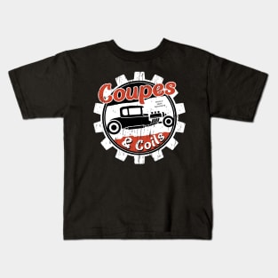 Coupes and Coils - Hot Rod Badge Kids T-Shirt